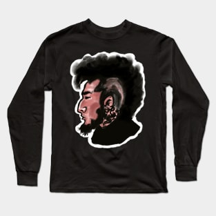 punk rocker with mohawk and tattoo, hand drawn illustration Long Sleeve T-Shirt